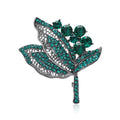 Crystal Leaf Cluster Brooch with Layered Openwork Foliage view 1