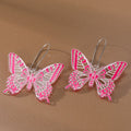 Silver Tone Colorful Printed Acrylic Butterfly Kidney Wire Drop Earrings view 3