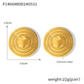 Round Concentric Heart Center Stud Earrings Gold Or Steel view 8