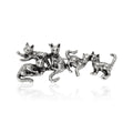 Five Cat Silhouette Brooch in Two Antique Metal Tones view 2