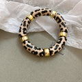 Tube Acrylic Stretch Bracelets Gold Spacers Leopard Gold view 9