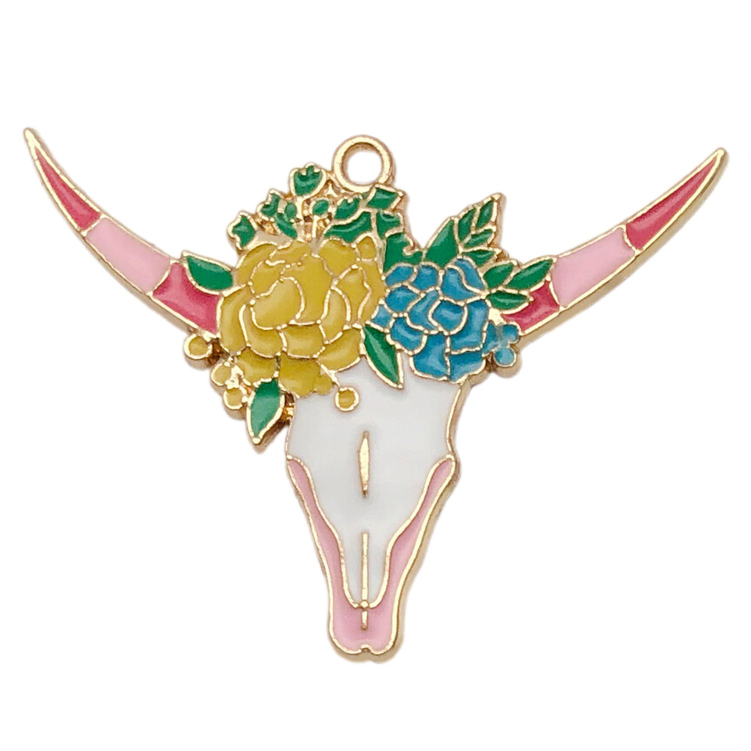 KC Gold Zinc Alloy Bull Head charm pendant for DIY colorful enamel jewelry making