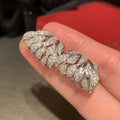 Silver Tone Pave Clear Leaf Cluster Stud Earrings Pair view 5