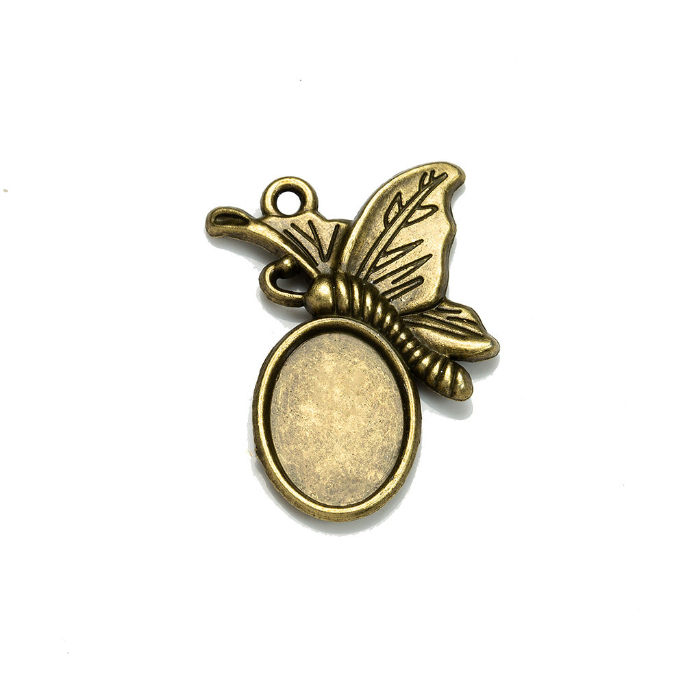Butterfly Bezel Setting Pendant Base for 14x10mm Cabochon