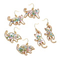 Cat Silhouette Pressed Flower Resin Earrings Gold 4 Poses view 5