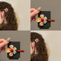 Acetate Multicolor Flower Duckbill Hair Clip Red Bar view 1