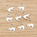 Stretching Cat Charms in Antique Bronze and Silver view 3