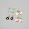Gold Tone Enamel Bee Medallion Huggie Drop Earrings in Four Colors view 1