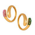 Open Wrap Rhinestone Tip Rings Gold Steel Multicolor view 5