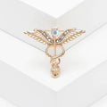 Winged Staff Emblem Brooch Pin in Four Finishes Decorative Jewelry view 3