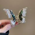 Two Gold Tone Iridescent Black Butterfly Crystal Hair Claws view 6