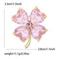 Crystal Glass Four Leaf Clover Brooch Heart Petals Lucky Pin view 10