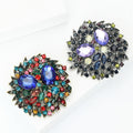 Antique Gold Multicolor Crystal Cluster Brooch Pin view 3