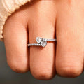 Silver Tone Double Heart CZ Bypass Ring Sizes 6-10 view 3