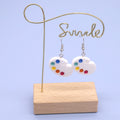 Silver Tone White Artist Paint Palette Hook Drop Earrings view 5