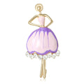 Ballerina Dress Brooch in Purple or Red With Crystal Drops view 2