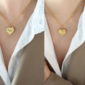 Gold Embossed Heart Irregular Double Sided Pendant Necklace view 6