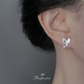 Silver-Tone Purple Marquise Butterfly CZ Stud Earrings view 2