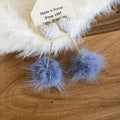 Heart Stud and Faux Fur Pom Pom Earrings Statement Fashion Jewelry view 8