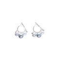 Gray Pearl Look Cluster Silver Tone Mini Hoop Earrings view 5