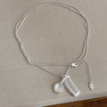 Comb Pendant Fine Chain Necklace In Two Metal Tones view 4