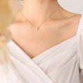 Gold Single Round Zircon Solitaire Pendant Necklace view 6