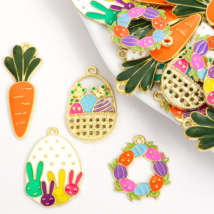 Enamel-Look Rabbit Alloy Charms in 4 Styles for Jewelry Crafts