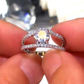 Silver Tone Double Row Crossover Ring With Clear Stones view 4
