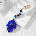 Large Acrylic Hamsa and Evil Eye Beaded Clip Keychains view 2