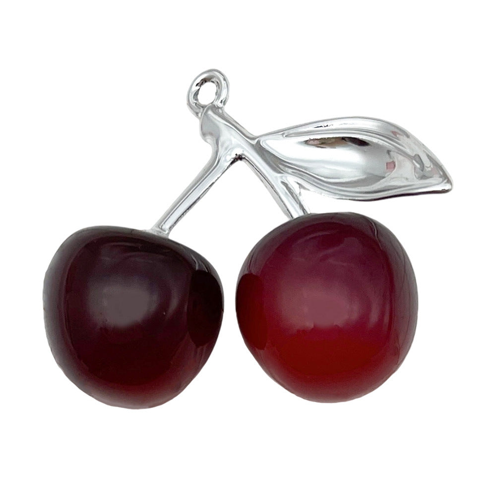 Translucent Acrylic Red Cherry Fruit Charm Pendant for DIY Earrings Necklace Keychain