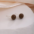 Brown Chocolate Pearl Look Round Stud Earrings in Five Sizes view 8