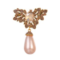 Red Gold Tone Flower Pearl Look Four Designs Metal Brooch Pin view 7