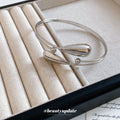 Gold Silver Dual Teardrop Open Cuff Bangle Bracelets view 4