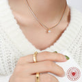 Full CZ Tennis Necklace Round Solitaire Pendant Drop view 3