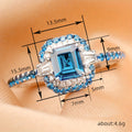 Blue Emerald-Cut Solitaire Double-Halo Ring In Silver Tone view 4