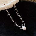 Double Strand Crystal Necklace with Pearl Drop Statement Jewelry view 7