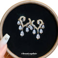 Crystal Scroll Drop Earrings in Gold and Silver Tone Options view 5