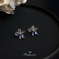 Silver Tone Multicolor Crystal Flower Stud Earrings Mixed view 4