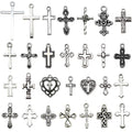 Antique Silver Cross Metal Charms with 9 Listed Options view 5