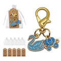 Blue Swan Carriage Enamel Dual Charm Keychain Clasp view 1
