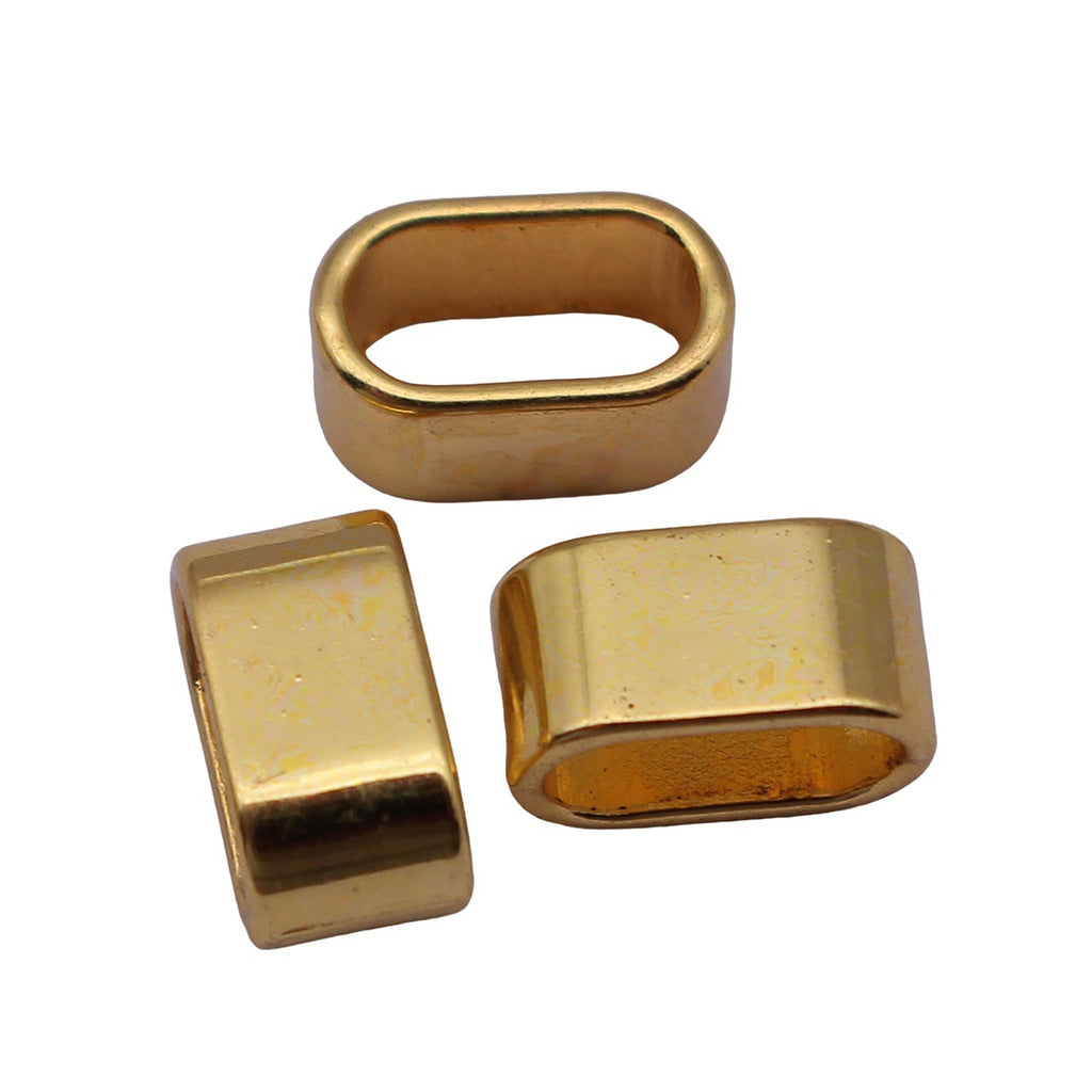 9.5x5.3x5mm 0.51g Bright Gold Zinc Alloy Smooth Oval Large Hole Beads for Bracelet Necklace Jewelry Making