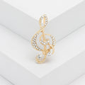 Crystal Treble Clef Brooch With Faceted Crystals And Polished Metal Details view 6