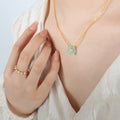 Green Star Stone Pendant Necklace Light Or Dark Green view 3
