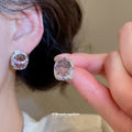 Silver Purple Oval Crystal Halo Cocktail Ring And Studs view 3