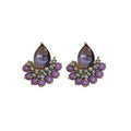 Purple Teardrop Crystal Cluster Stud Earrings With Decorative Details view 5