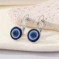 Round Blue Evil Eye Leverback Earrings in Four Sizes and Finishes view 6