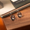 Champagne and Smoky Faceted Oval Stone Hook Earrings view 7