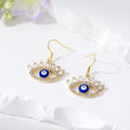 Gold Tone Crystal Lash Enamel Evil Eye Hook Earrings in Five Colors view 2