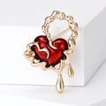 Melting Red Heart Enamel Brooch in Gold or Silver Tone view 4
