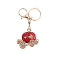 Pumpkin Carriage Enamel Rhinestone Keychain Gold Tone 4 Colors view 5